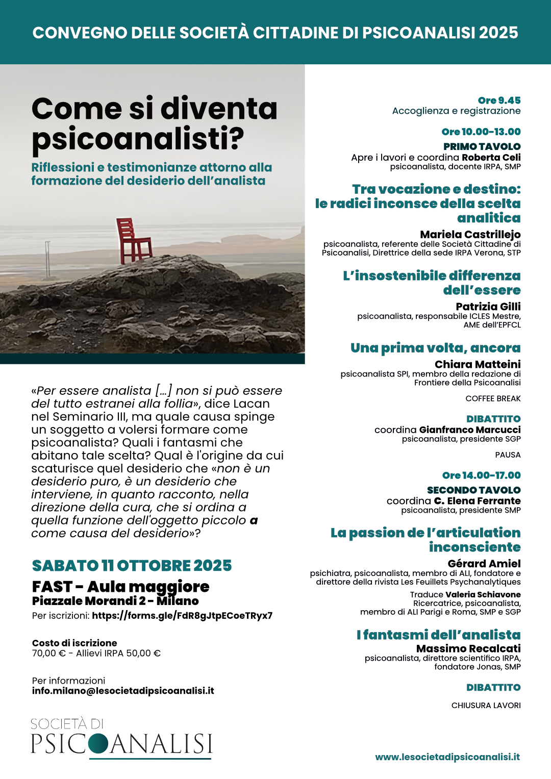 Locandina convegno "Come si diventa psicoanalista"