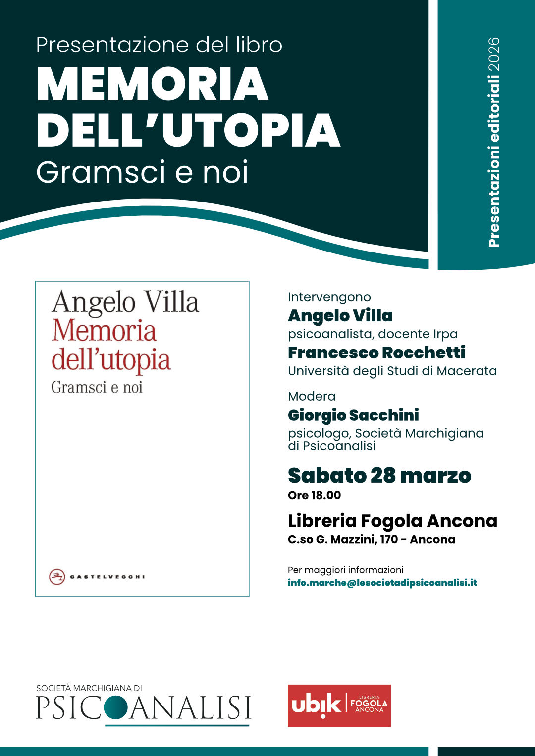 Locandina "Memorie dell'Utopia. Gramsci e noi"